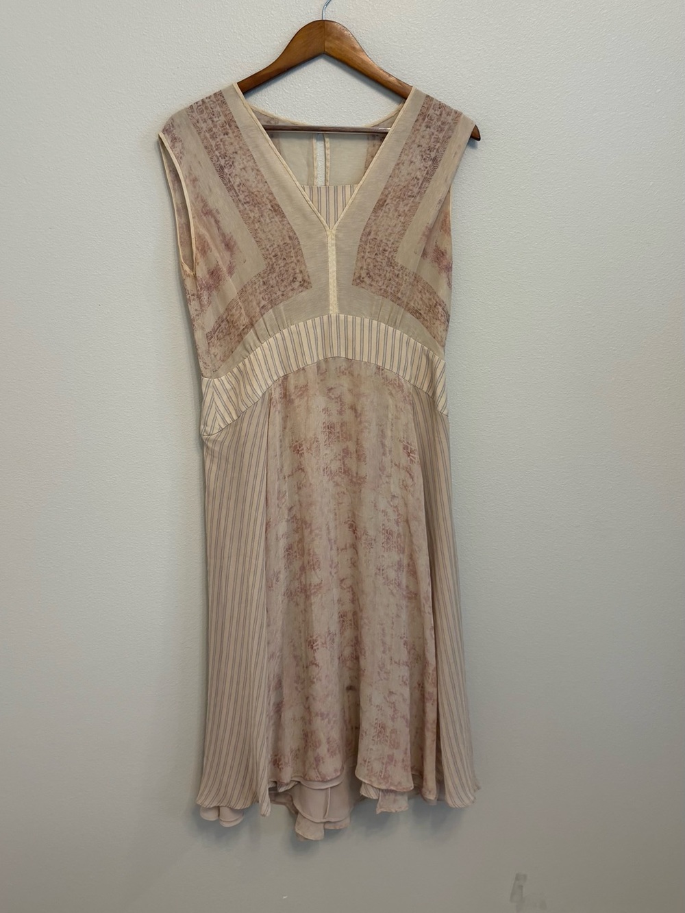 BCBGMaxAzria Blush Beige Floral Midi Dress